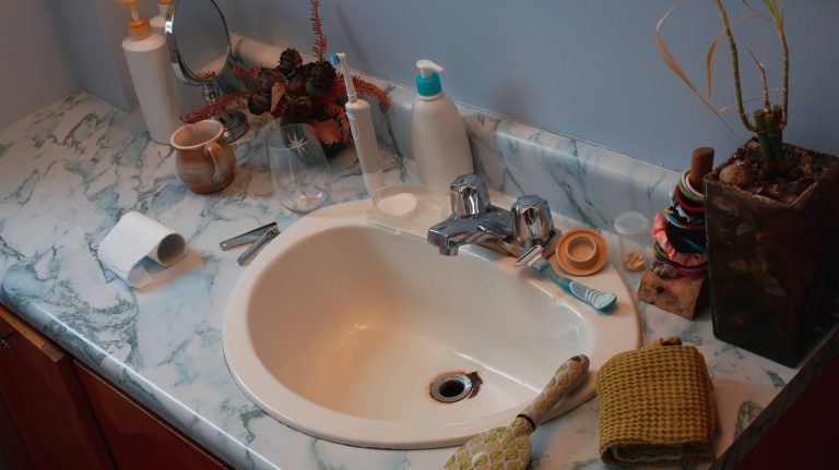 Organize Bathroom Counter Clutter with a Stylish Dollar Tree DIY Solution